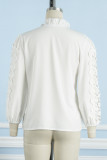 Casual Solid Flounce V Neck Tops