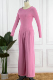 Casual Solid Solid Color O Neck Long Sleeve Two Pieces