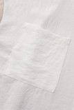 Elegant Color Block Patchwork Turndown Collar Tops
