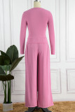 Casual Solid Solid Color O Neck Long Sleeve Two Pieces