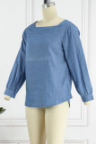 Street Solid Solid Color Boat Neck Tops