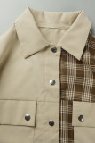 Casual Plaid Patchwork Pocket Turndown Collar Outerwear