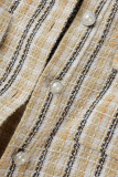Sweet Elegant Plaid Buttons Turndown Collar Tops