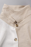 Elegant Color Block Patchwork Turndown Collar Tops