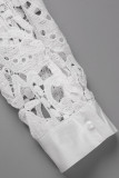 Sexy Elegant Solid Hollowed Out Turndown Collar A Line Dresses