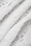 Sexy Elegant Solid Hollowed Out Turndown Collar A Line Dresses