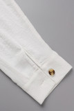 Elegant Color Block Patchwork Turndown Collar Tops