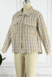 Sweet Elegant Plaid Buttons Turndown Collar Tops