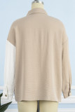 Elegant Color Block Patchwork Turndown Collar Tops
