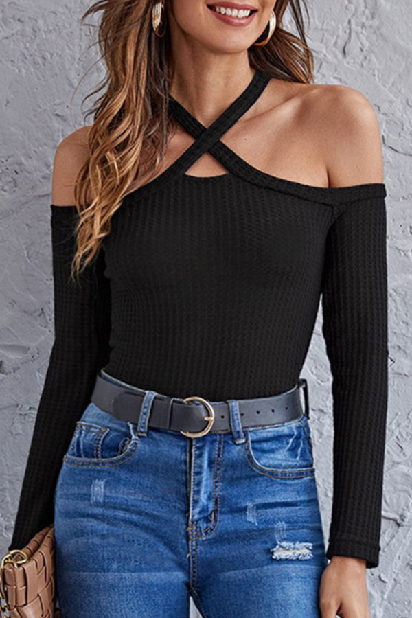 Sexy Solid Solid Color Off the Shoulder Tops