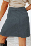 Work Solid Make Old Pocket Buckle Straight High Waist Conventional Solid Color Bottoms
