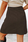 Work Solid Make Old Pocket Buckle Straight High Waist Conventional Solid Color Bottoms