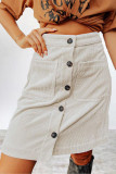 Work Solid Make Old Pocket Buckle Straight High Waist Conventional Solid Color Bottoms