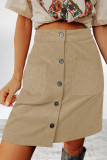 Work Solid Make Old Pocket Buckle Straight High Waist Conventional Solid Color Bottoms