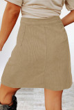 Work Solid Make Old Pocket Buckle Straight High Waist Conventional Solid Color Bottoms