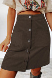 Work Solid Make Old Pocket Buckle Straight High Waist Conventional Solid Color Bottoms
