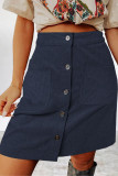 Work Solid Make Old Pocket Buckle Straight High Waist Conventional Solid Color Bottoms