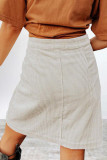 Work Solid Make Old Pocket Buckle Straight High Waist Conventional Solid Color Bottoms