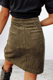 Work Solid Make Old Pocket Buckle Straight High Waist Conventional Solid Color Bottoms