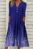 Casual Print Printing V Neck A Line Dresses