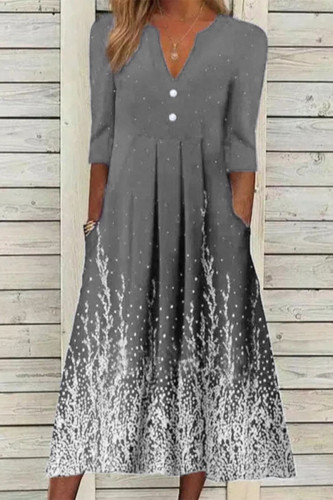 Casual Print Printing V Neck A Line Dresses