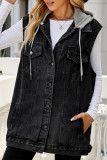 Street Solid Patchwork Pocket Hooded Collar Tops