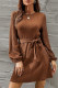 Solid With Belt O Neck One Step Skirt Dresses