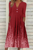 Casual Print Printing V Neck A Line Dresses