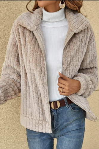 Casual Solid Patchwork Turndown Collar Outerwear