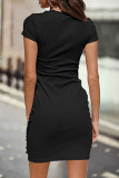 Casual Solid Solid Color O Neck One Step Skirt Dresses