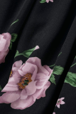 Casual Print Patchwork Half A Turtleneck Waist Skirt Dresses