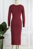 Sweet Elegant Solid Draw String Solid Color Square Collar A Line Dresses
