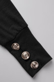 Casual Solid Buttons Asymmetrical Collar Tops
