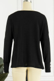 Casual Solid Buttons Asymmetrical Collar Tops