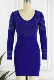 Sexy Solid Patchwork Hot Drill V Neck Irregular Dress Dresses