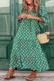 Sweet Elegant Print Flounce Printing O Neck Printed Dress Dresses