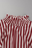Sweet Elegant Striped Printing Stringy Selvedge Turtleneck A Line Dresses