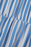 Sweet Elegant Striped Printing Stringy Selvedge Turtleneck A Line Dresses