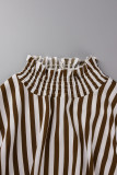 Sweet Elegant Striped Printing Stringy Selvedge Turtleneck A Line Dresses