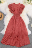 Sweet Elegant Solid Lace O Neck A Line Dresses