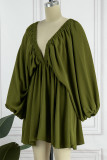 Elegant Solid Patchwork V Neck A Line Dresses