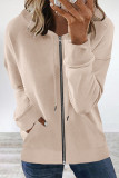 Casual Simplicity Solid Patchwork Zipper Hooded Collar Tops