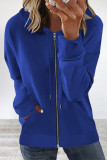 Casual Simplicity Solid Patchwork Zipper Hooded Collar Tops