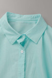 Casual Solid Buckle Solid Color Turndown Collar A Line Dresses