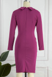 Elegant Simplicity Solid Fold Turn-back Collar One Step Skirt Dresses