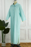 Casual Solid Buckle Solid Color Turndown Collar A Line Dresses