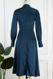 Elegant Solid Hollowed Out Turtleneck A Line Dresses
