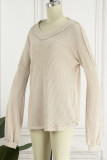 Casual Solid Patchwork V Neck Tops