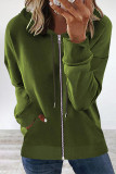 Casual Simplicity Solid Patchwork Zipper Hooded Collar Tops