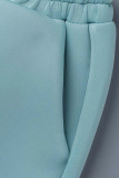 Sportswear Solid Frenulum Hooded Collar Long Sleeve Two Pieces